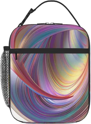 Lunch Bag for Women Men Reusable Insulated Lunch box Flowing Rainbow Lines Cooler Bag Waterproof Lunch Tote Bags