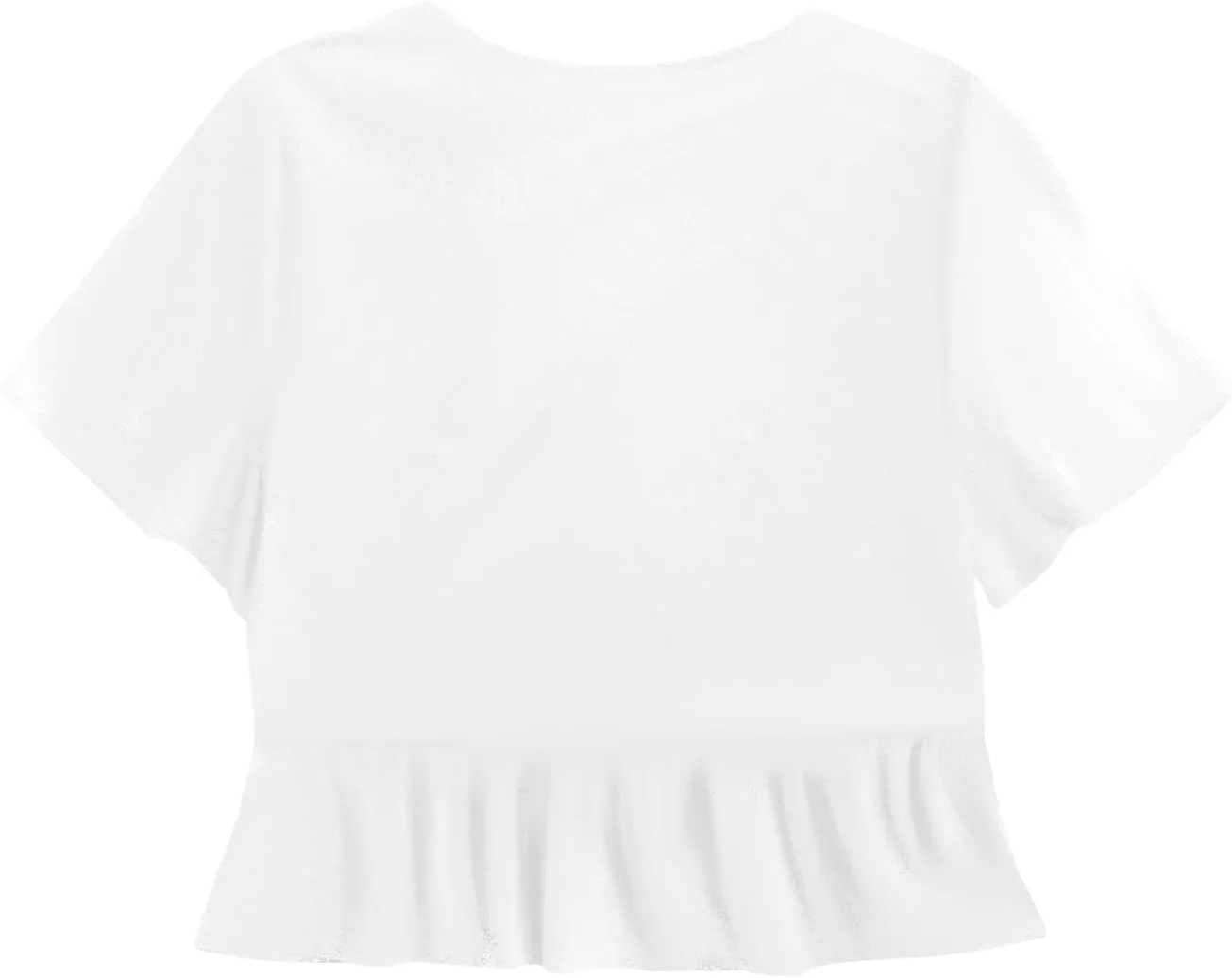 LYANER Women's Floral Print V Neck Tie Knot Ruffle Hem Short Sleeve Blouse Peplum Top