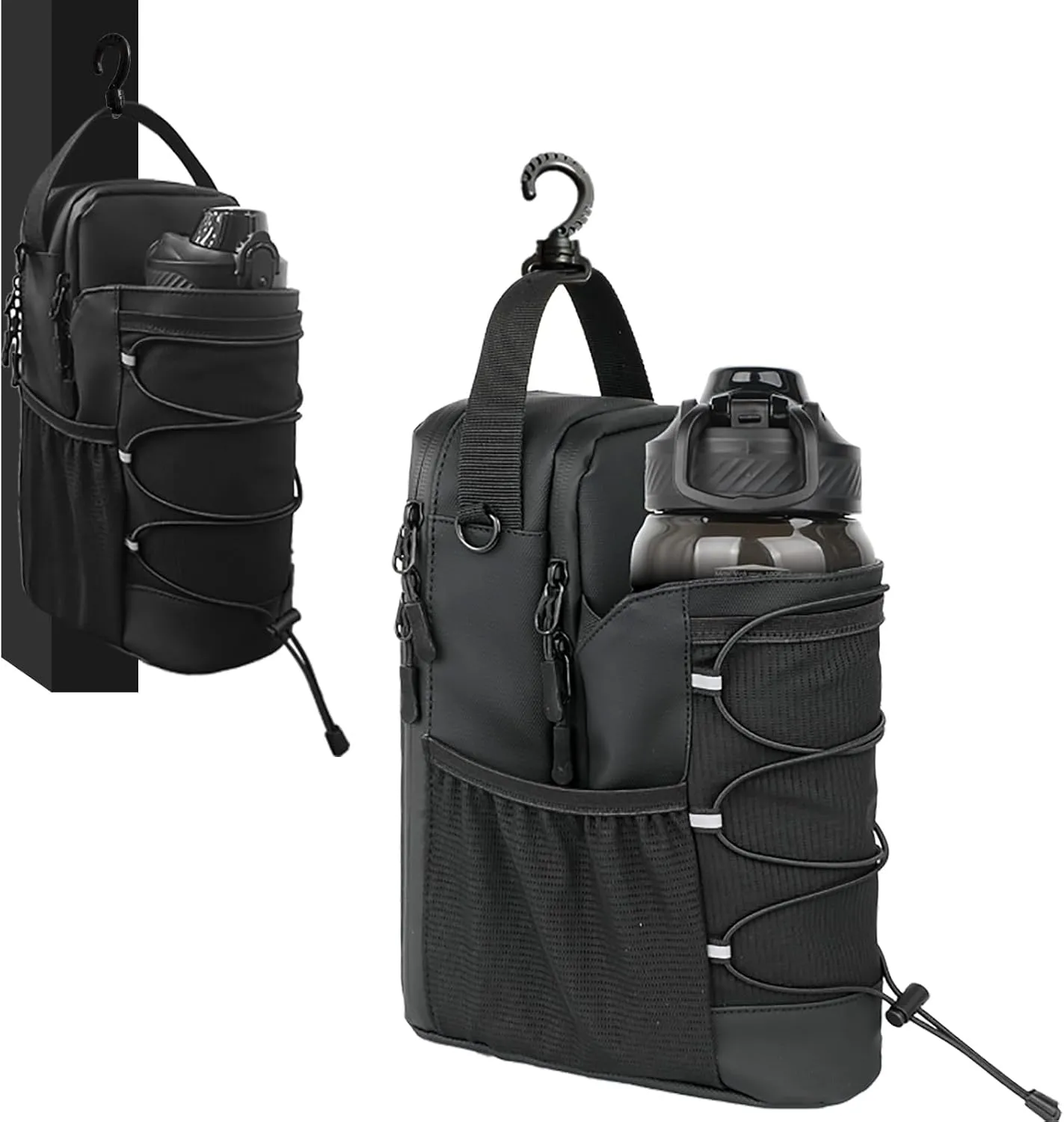 Magnetic Gym Sling Bag with Water Bottle Holder | 4 Built-in Strong Magnets Secure Hydration | Crossbody Workout pouch for Travel & Sport Accessories