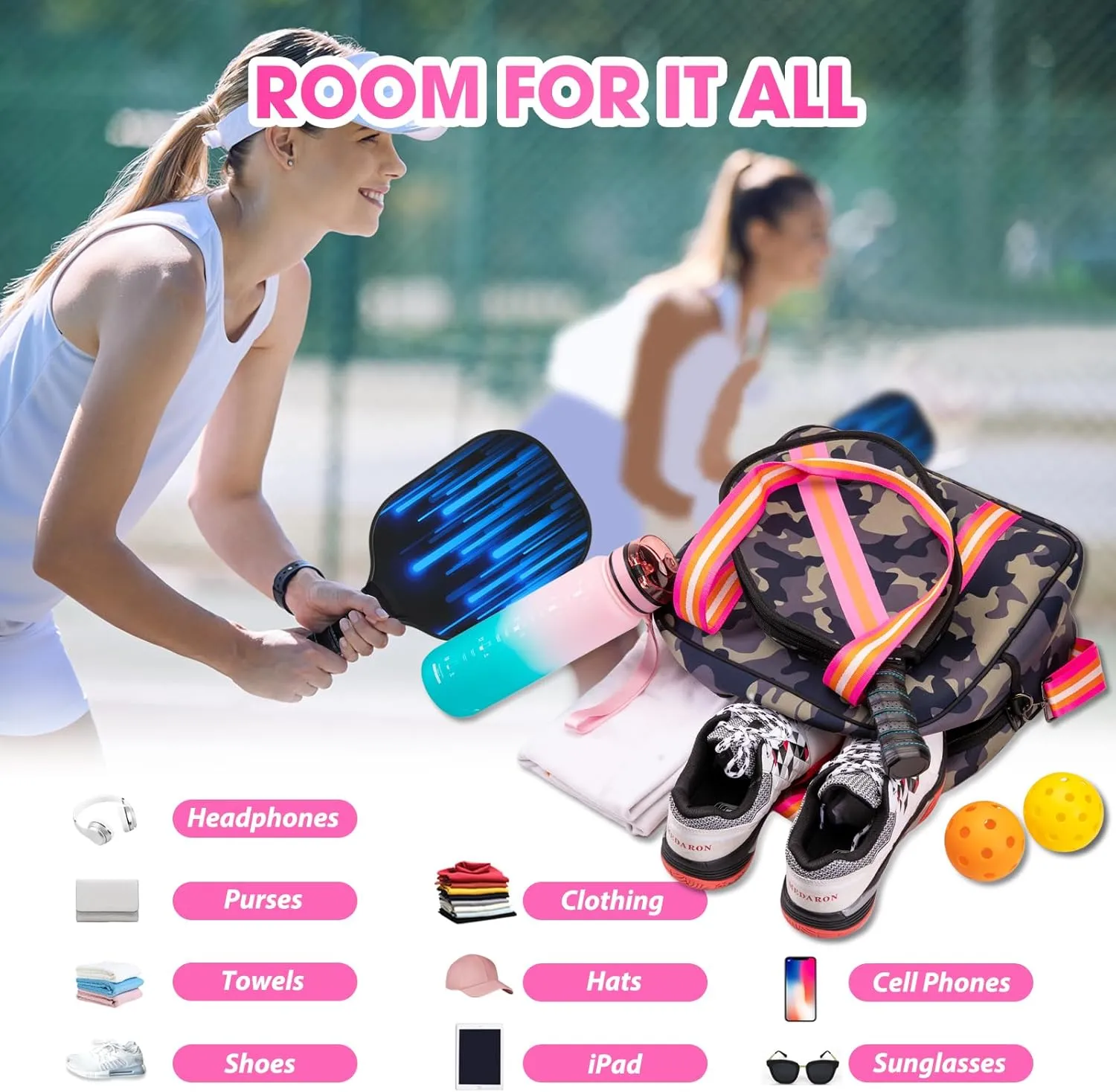 MANUEKLEAR Crossbody Sling Bag - Pickleball Bags for Women and Men