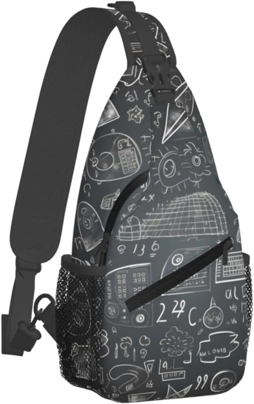 Math Graffiti Education Sling Bag Crossbody Bag for Men Women, Daypack Chest Backpack Shoulder Bag for Travle Hiking