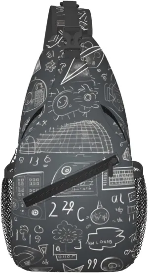 Math Graffiti Education Sling Bag Crossbody Bag for Men Women, Daypack Chest Backpack Shoulder Bag for Travle Hiking