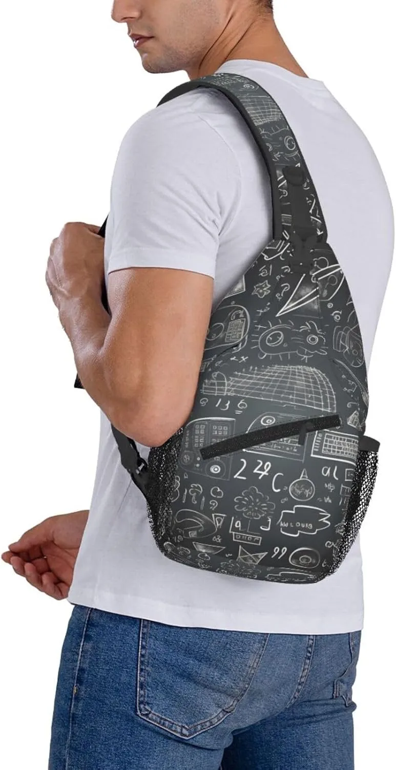 Math Graffiti Education Sling Bag Crossbody Bag for Men Women, Daypack Chest Backpack Shoulder Bag for Travle Hiking