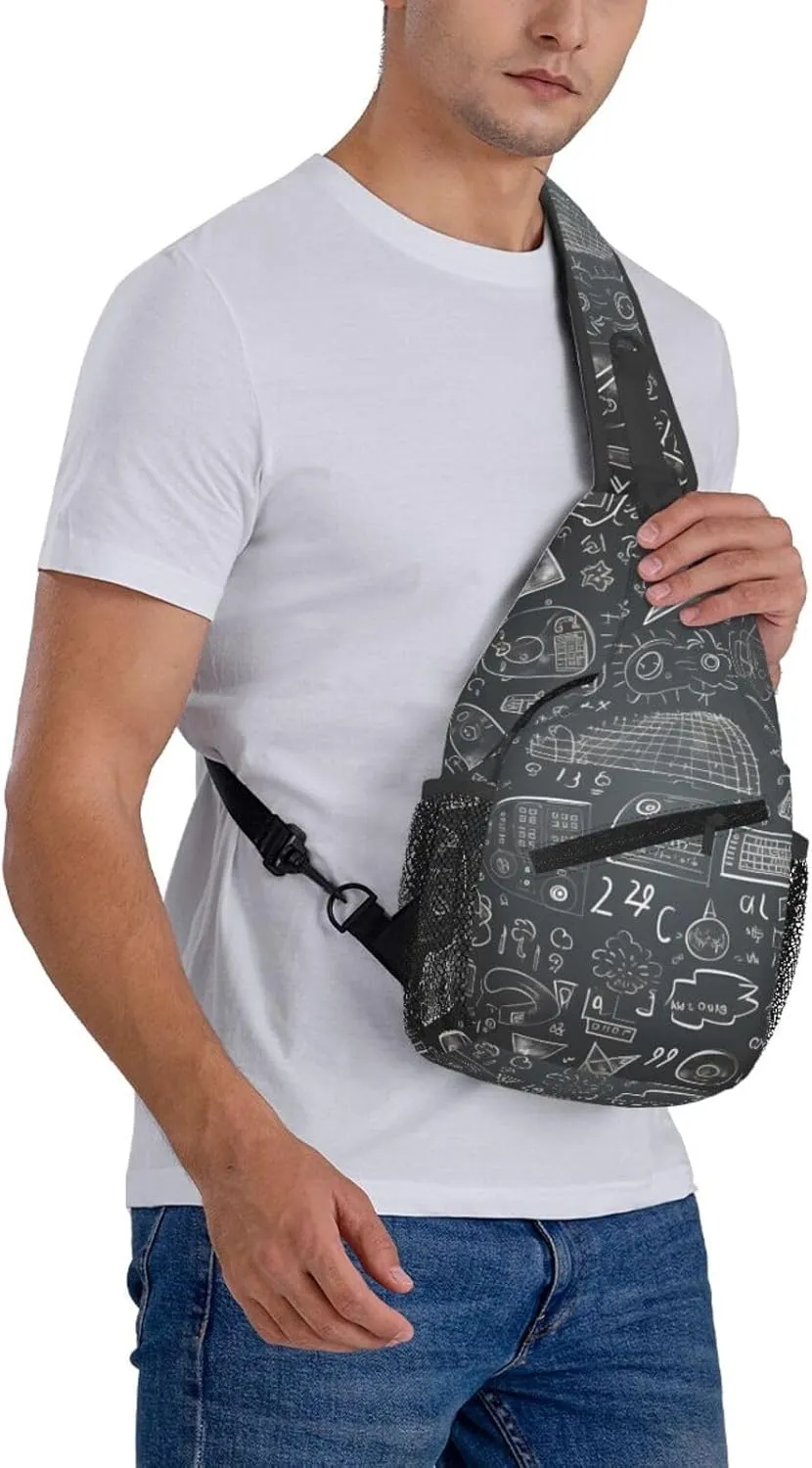 Math Graffiti Education Sling Bag Crossbody Bag for Men Women, Daypack Chest Backpack Shoulder Bag for Travle Hiking