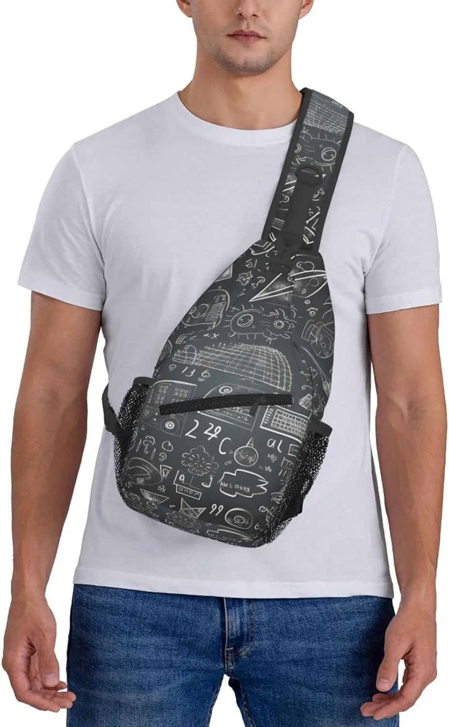 Math Graffiti Education Sling Bag Crossbody Bag for Men Women, Daypack Chest Backpack Shoulder Bag for Travle Hiking