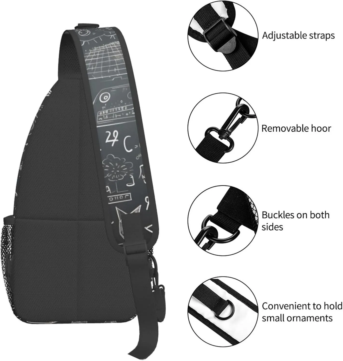 Math Graffiti Education Sling Bag Crossbody Bag for Men Women, Daypack Chest Backpack Shoulder Bag for Travle Hiking