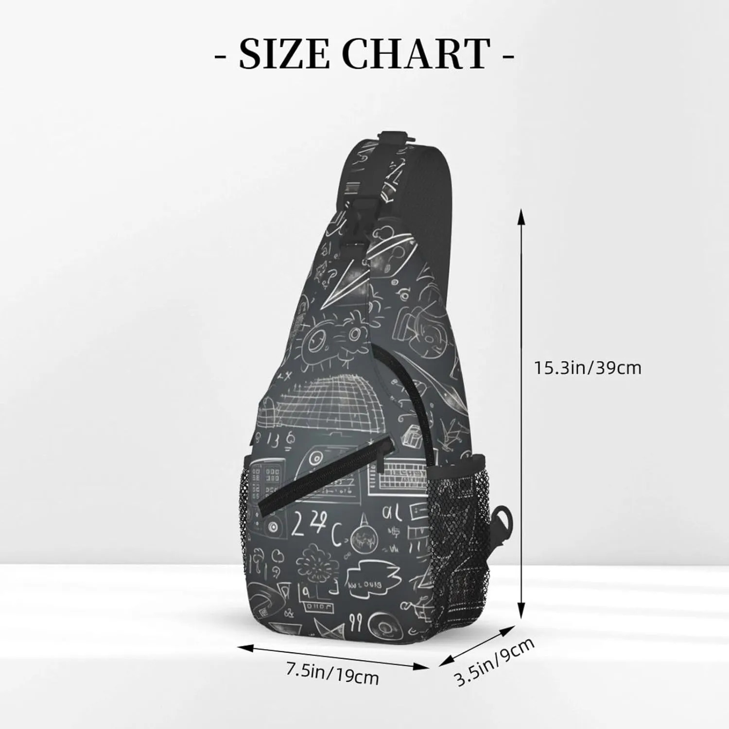 Math Graffiti Education Sling Bag Crossbody Bag for Men Women, Daypack Chest Backpack Shoulder Bag for Travle Hiking