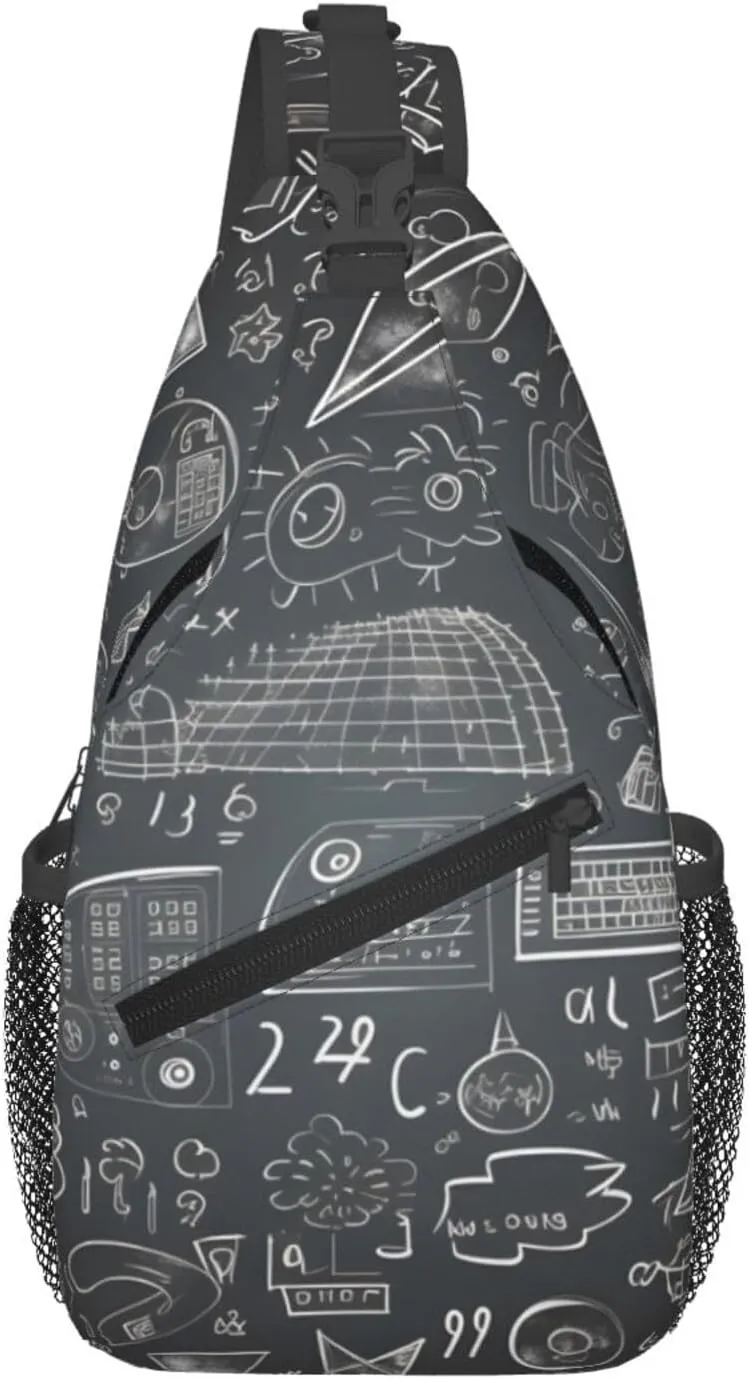 Math Graffiti Education Sling Bag Crossbody Bag for Men Women, Daypack Chest Backpack Shoulder Bag for Travle Hiking
