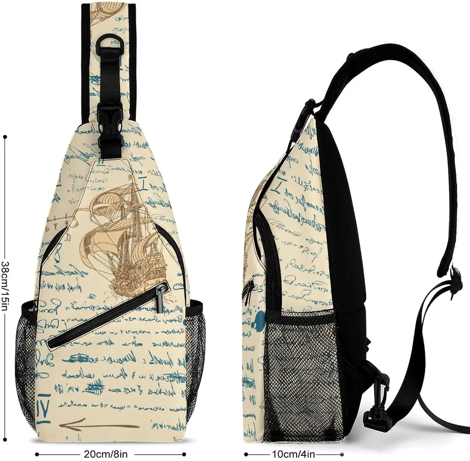 Medieval-nautical Crossbody Sling Backpack, Shoulder Bag Chest Bag for Travel Sport Running