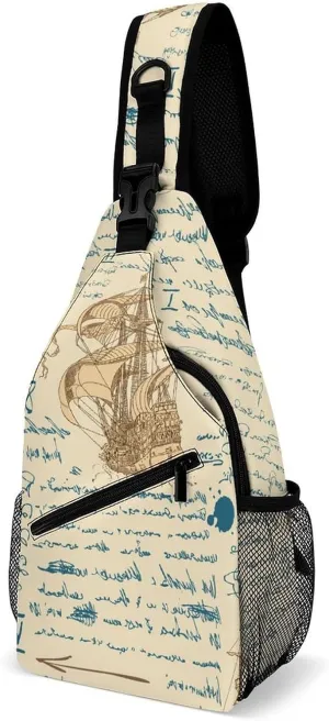 Medieval-nautical Crossbody Sling Backpack, Shoulder Bag Chest Bag for Travel Sport Running