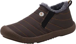 Men's Womens Waterproof Warm Plush Lined Outdoor Snow Ankle Boots Anti Slip Slip On Lightweight Winter Loafers Shoes