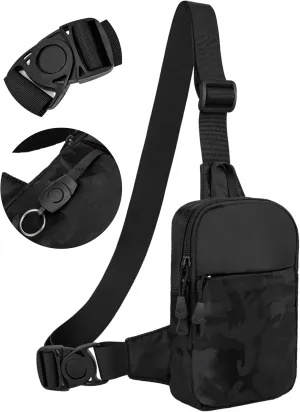 Mini Sling Bag for Men, Waterproof Small Crossbody Bag Lightweight Everyday Carry Chest Bag for Travel Walk Sport (Black Camo)