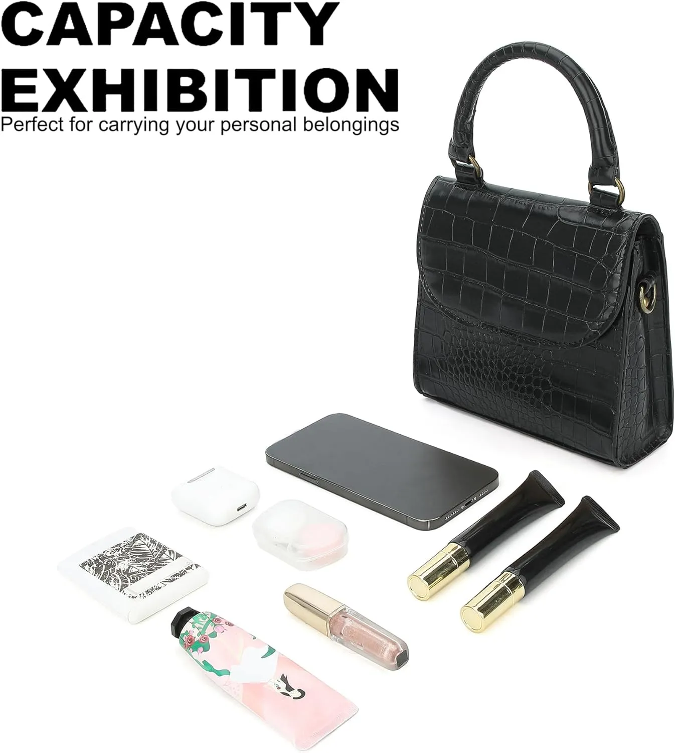 Mini Top Handle Bag for Women Faux Leather Small Crossbody Purse Girls Tote Handbags