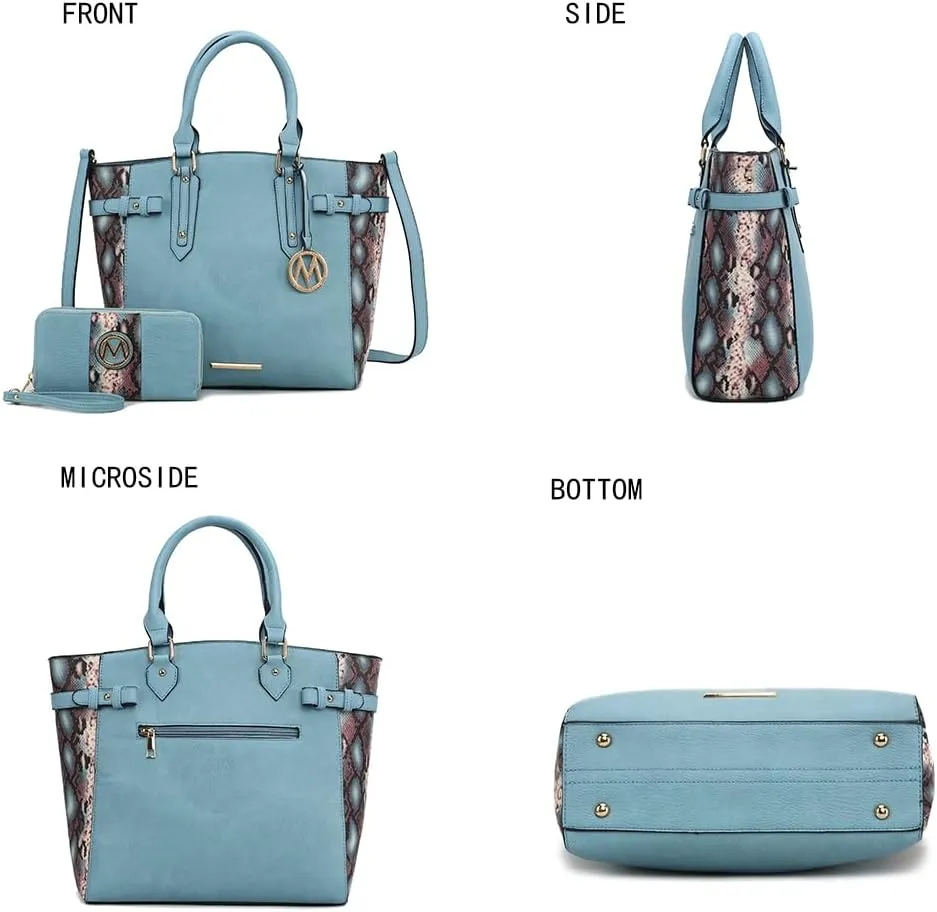 MKF Collection Tote Bag and wallet set, Women’s Snake Embossed Crossbody Bag and Wristlet Handbag Purse by Mia K