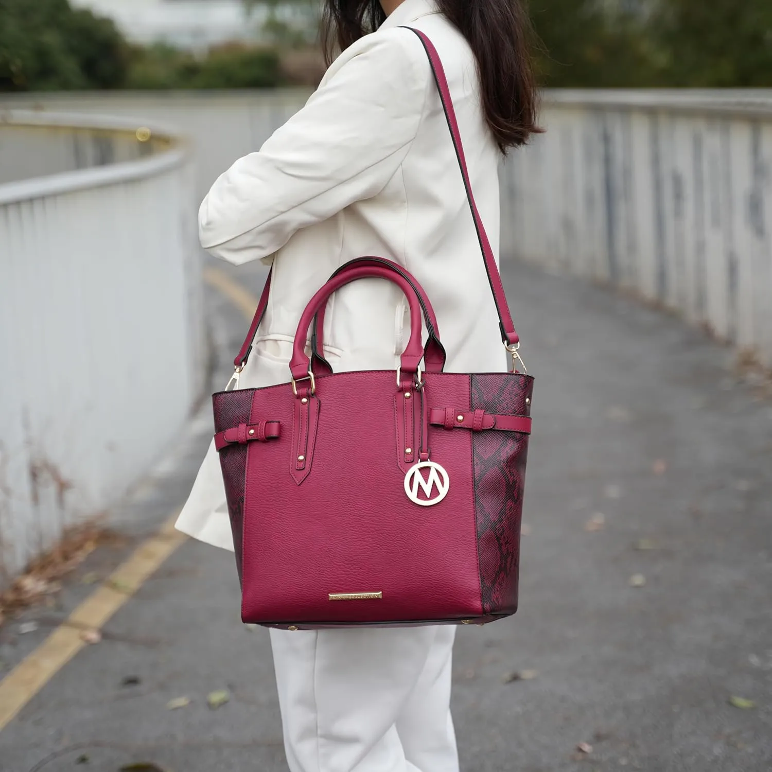 MKF Collection Tote Bag and wallet set, Women’s Snake Embossed Crossbody Bag and Wristlet Handbag Purse by Mia K