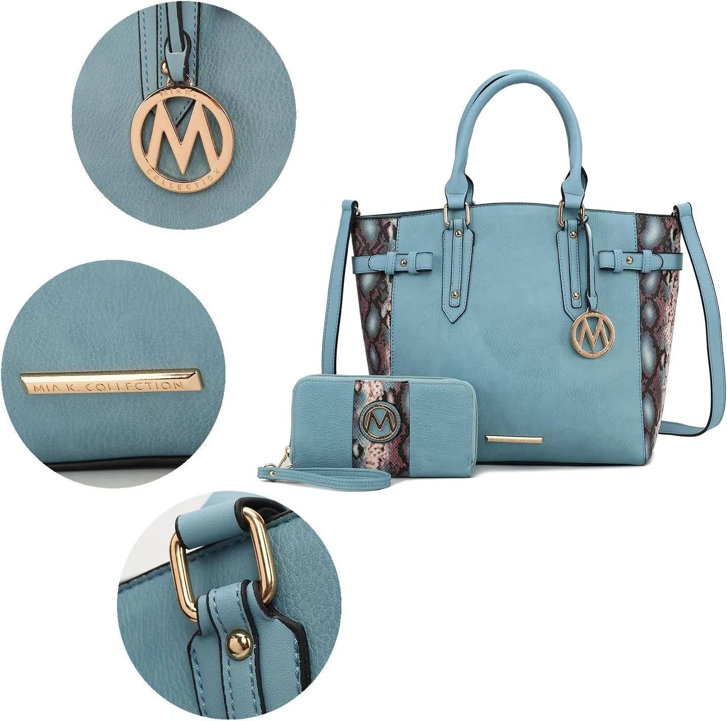 MKF Collection Tote Bag and wallet set, Women’s Snake Embossed Crossbody Bag and Wristlet Handbag Purse by Mia K