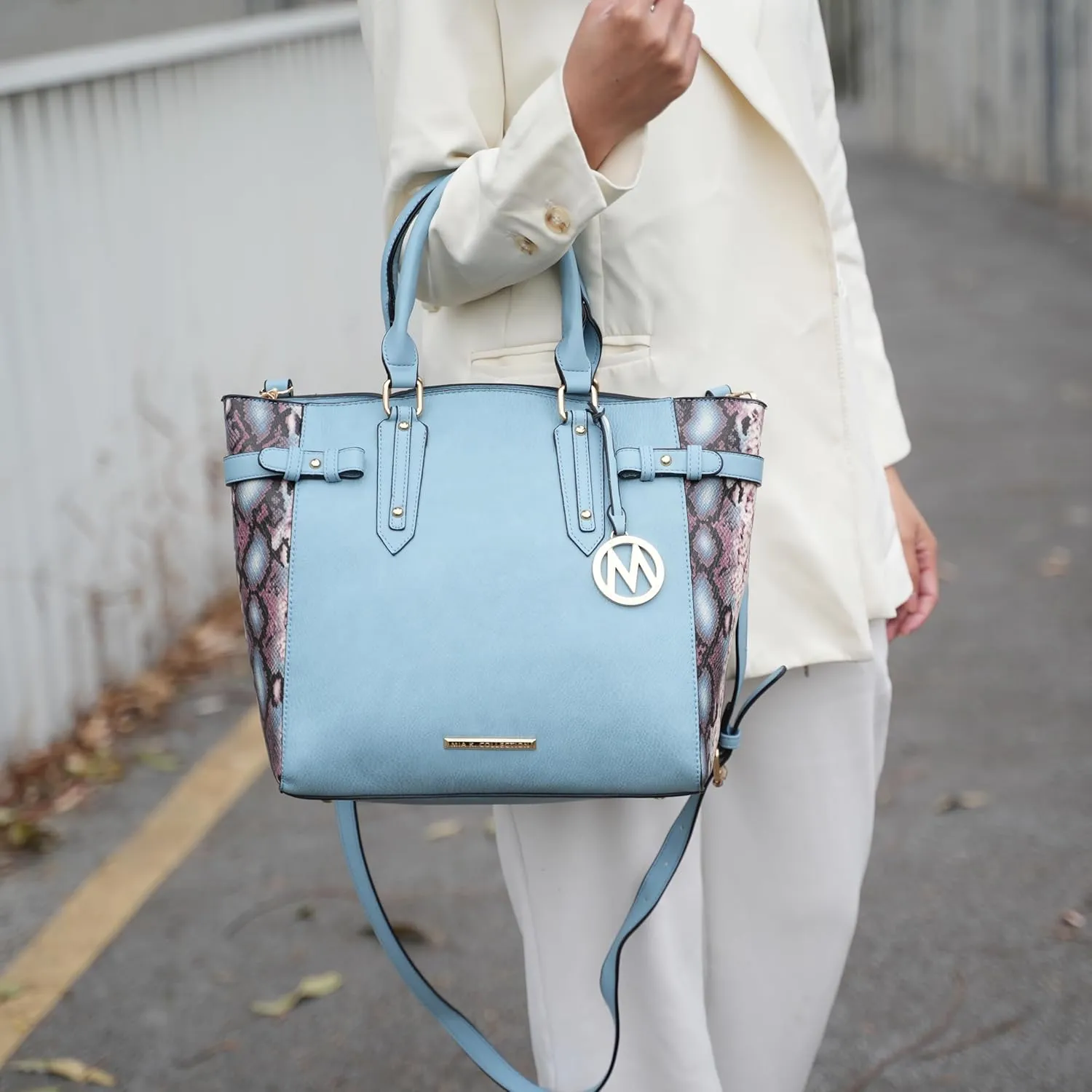 MKF Collection Tote Bag and wallet set, Women’s Snake Embossed Crossbody Bag and Wristlet Handbag Purse by Mia K