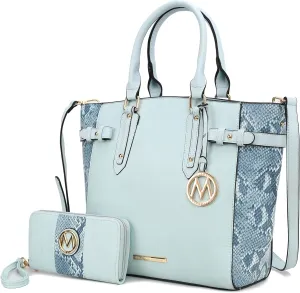 MKF Collection Tote Bag and wallet set, Women’s Snake Embossed Crossbody Bag and Wristlet Handbag Purse by Mia K