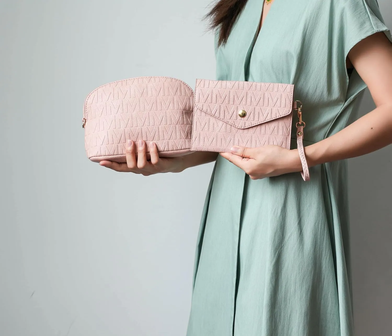 MKF Collection Tote Bag for Women, Shoulder Handbag & Wristlet Pouch Purse Top Handle Vegan Leather 4Pcs Set Pocketbook