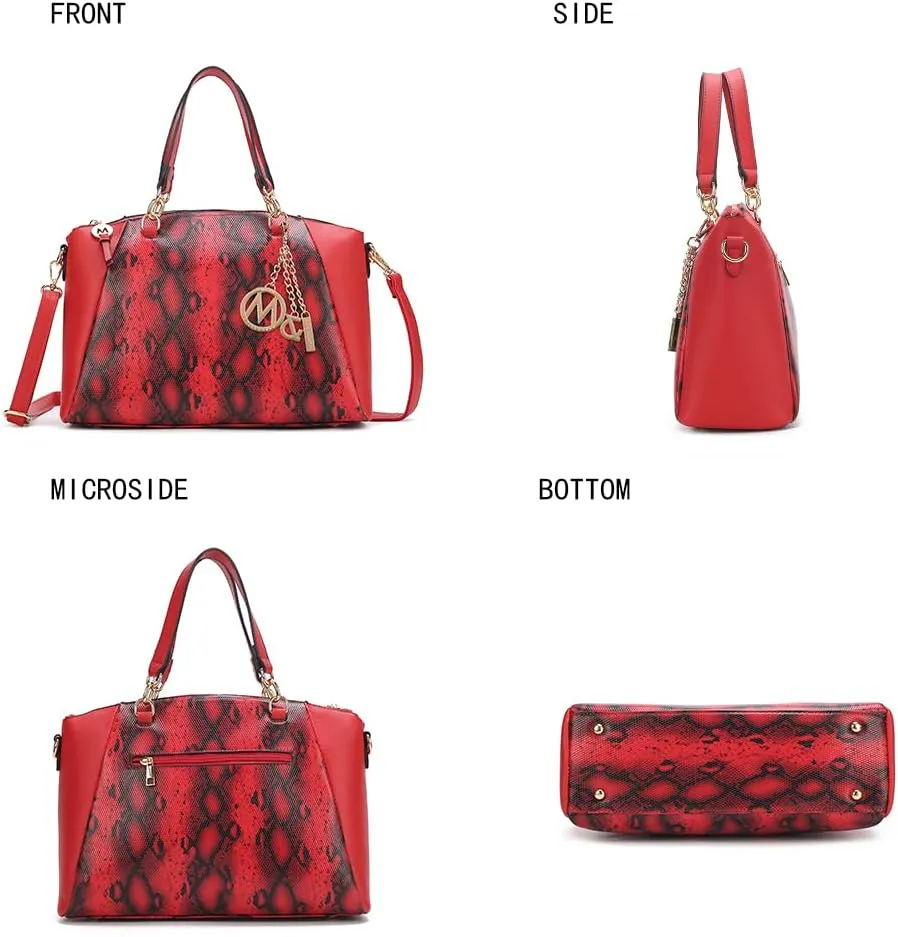 MKF Collection Tote Bag for Women With Wristlet, Snake Embossed Vegan Leather Crossbody Top-Handle Handbag Purse
