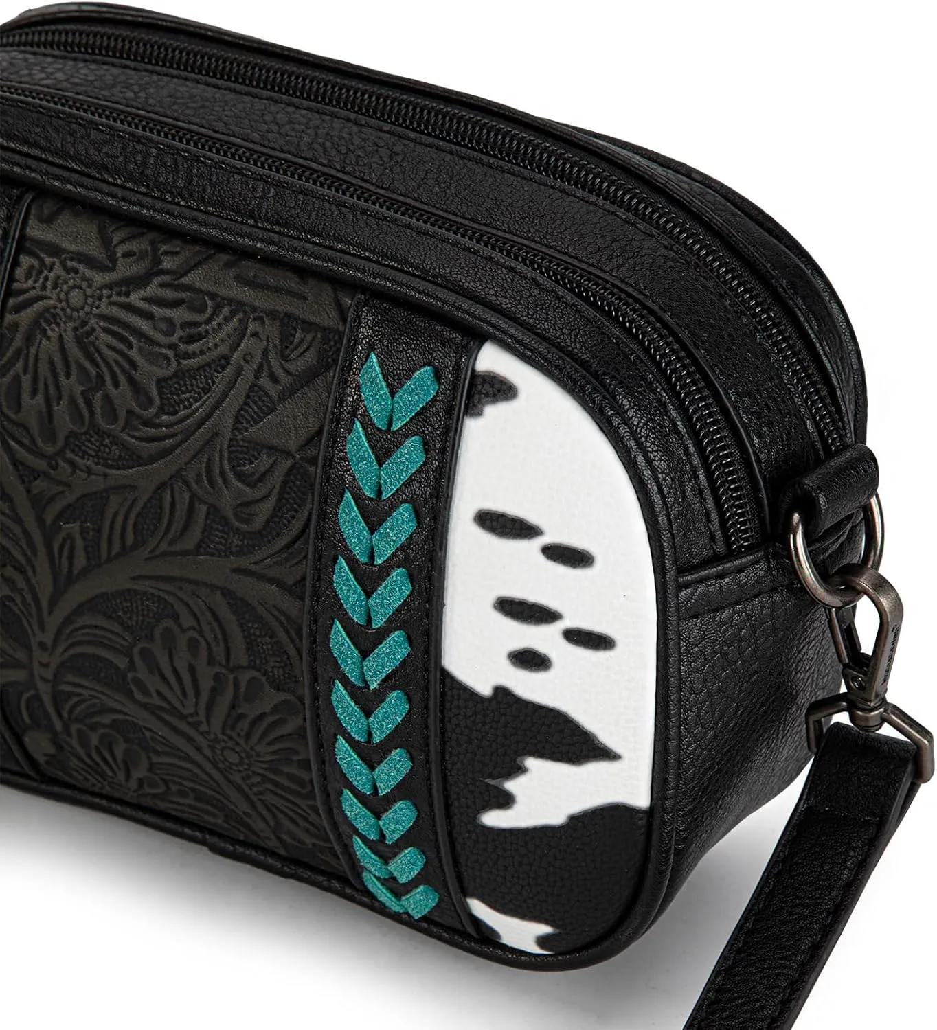 Montana West Cow Print Crossbody Bags for Women Western Tooled Crossbody Purses with Built in Card Holder