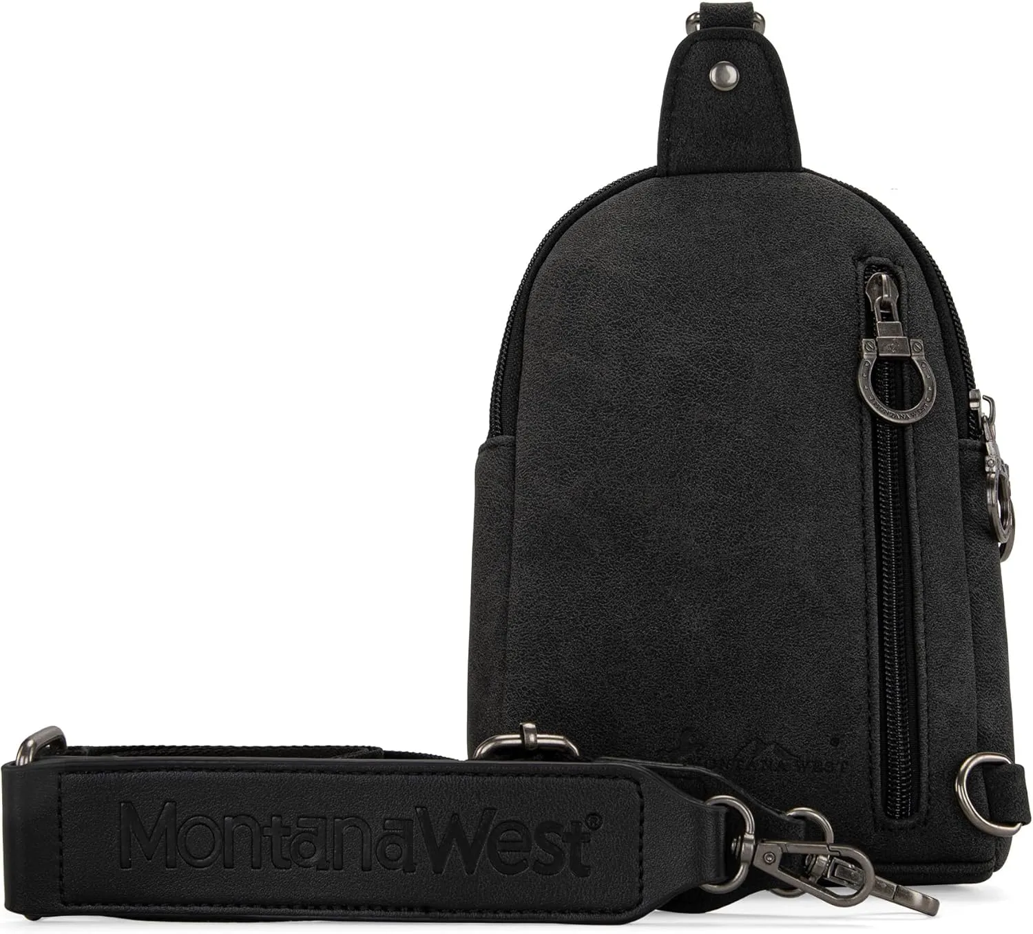 Montana West Cowhead Flora Western Sling Bag for Women Embroidery Cross Body Bag Fanny Pack with Wide Guitar Strap