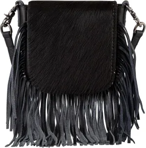 Montana West Cowhide Purse Fringe Western Purses for Women Small Crossbody Bags Wallet Leather Shoulder Cross Body Bag Crossbody Purse Black Western-RLC-L161BK