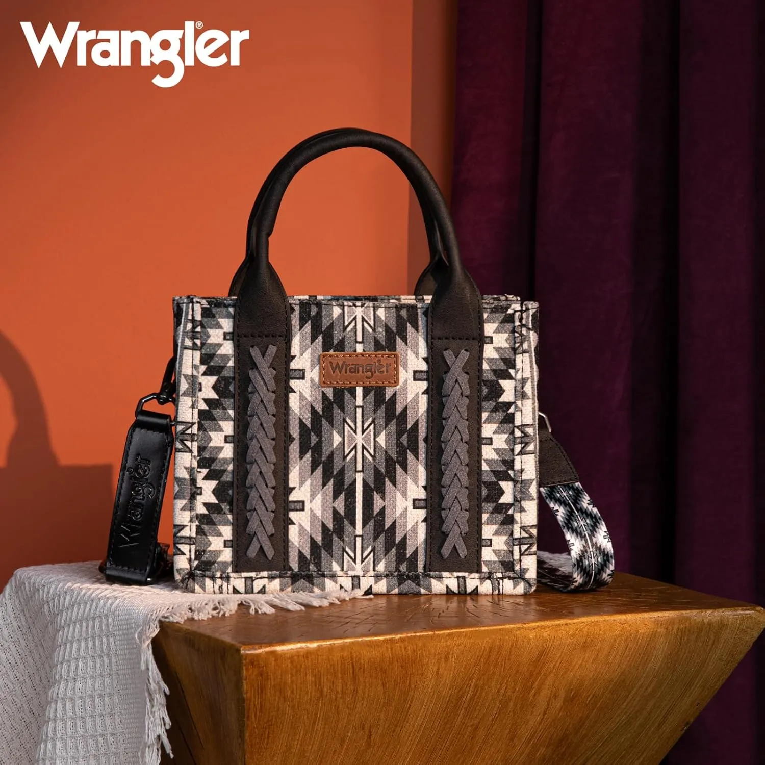 Montana West x Wrangler Mini Tote Bag for Women Boho Aztec Crossbody Purse Top Handle Handbags