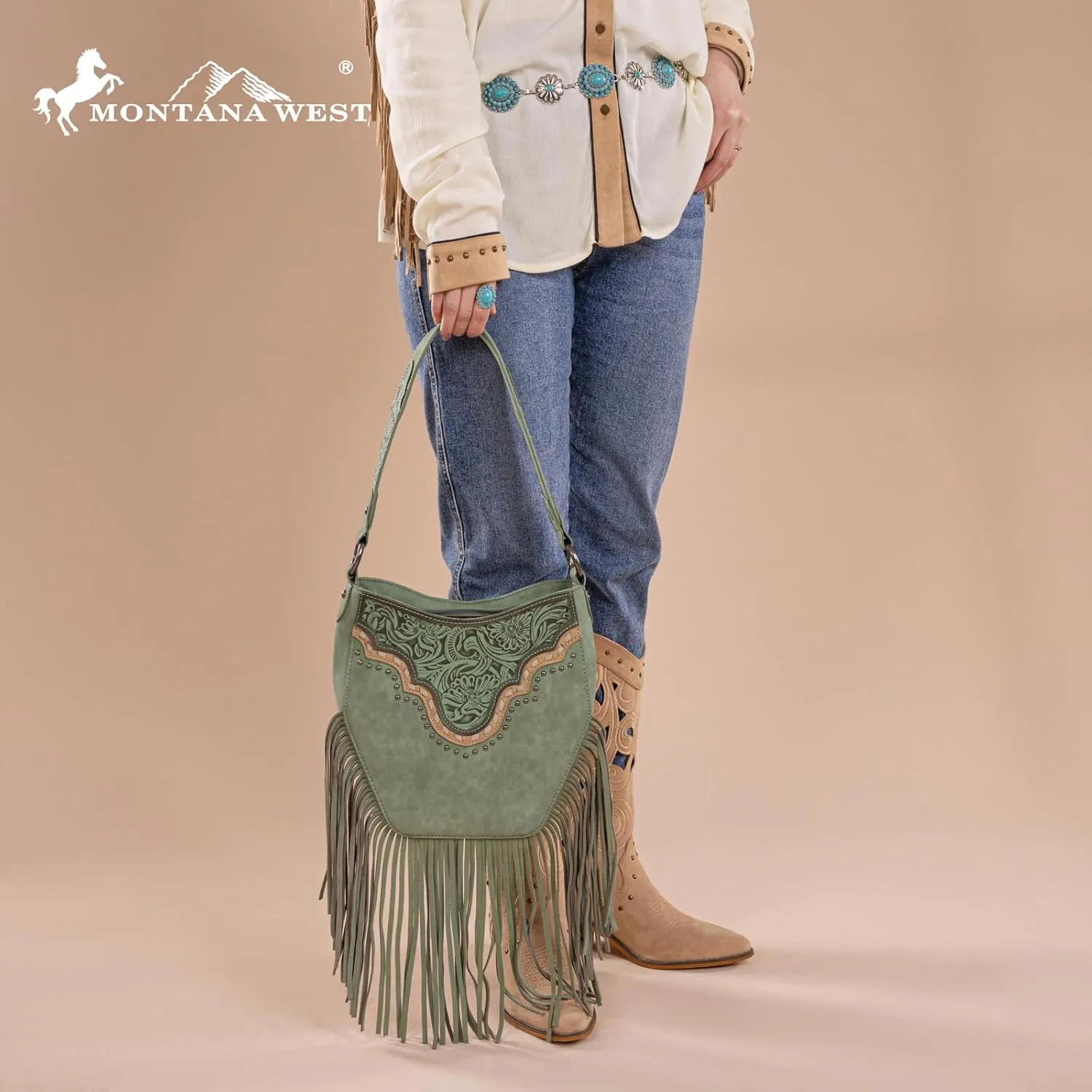 Montana Western Fringe Hobo Bags for Women Top Handle Shoulder Purses