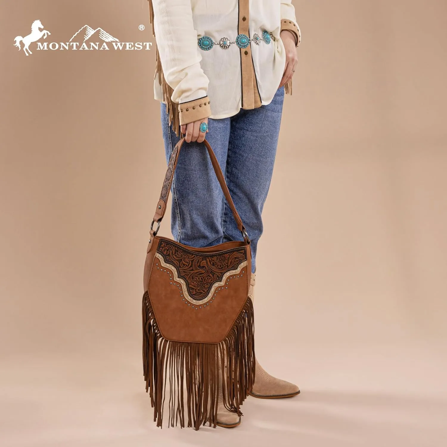 Montana Western Fringe Hobo Bags for Women Top Handle Shoulder Purses