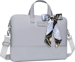 MOSISO Laptop Bag for Women, 13.3 inch Computer Bag Compatible with MacBook, HP, Dell, Lenovo, Asus, Razer Notebook, Laptop Shoulder Briefcase with Strap and Silk Scarf, Grey