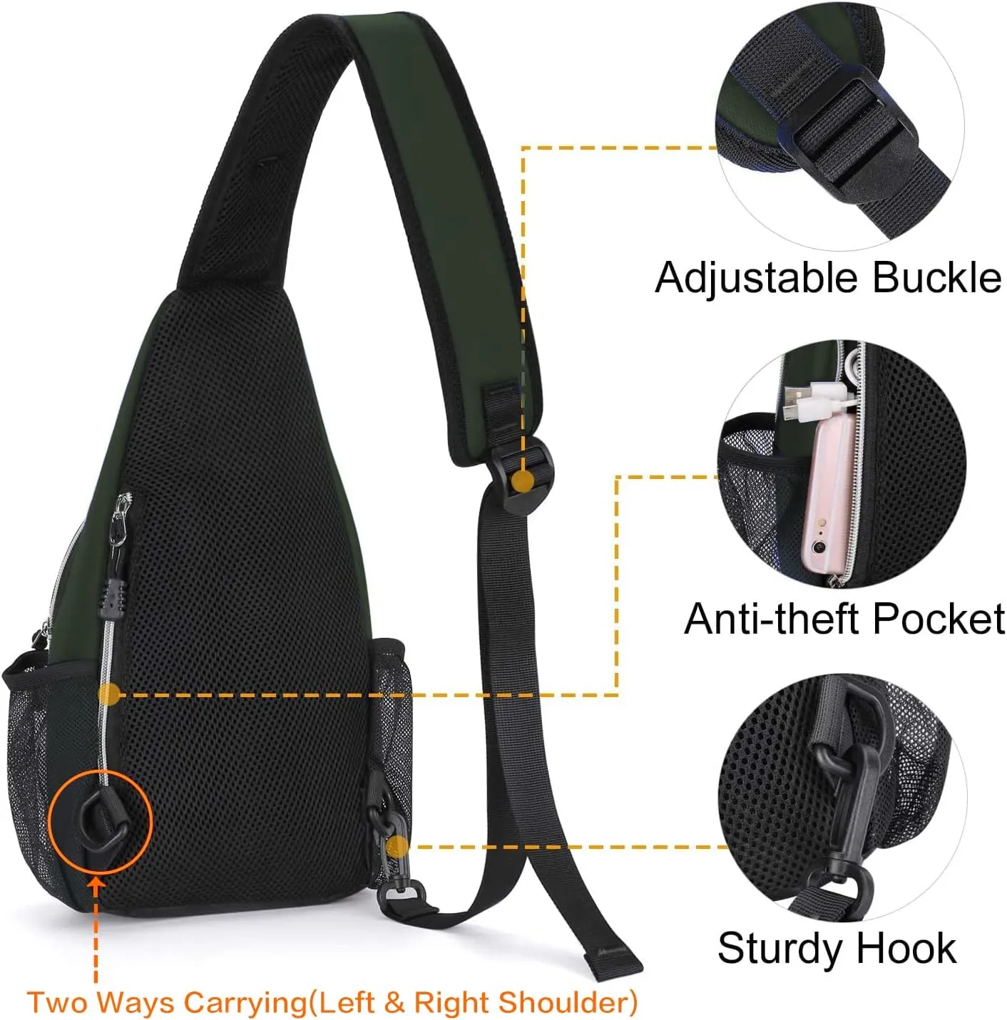 MOSISO Mini Sling Backpack,Small Hiking Daypack Travel Outdoor Casual Sports Bag