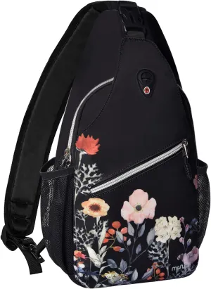 MOSISO Sling Backpack, Multipurpose Travel Hiking Daypack Garden Flowers Rope Crossbody Shoulder Bag