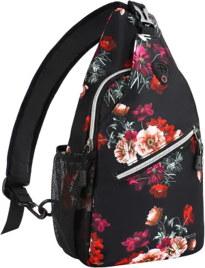 MOSISO Sling Backpack,Travel Hiking Daypack Cottonrose Crossbody Shoulder Bag