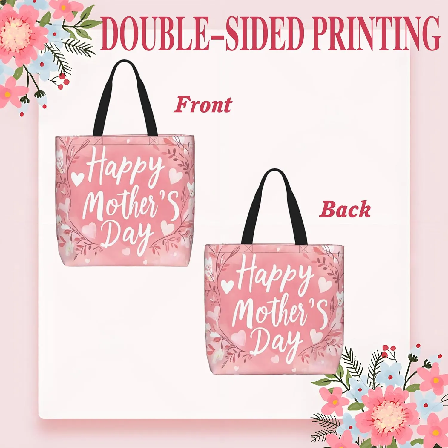 Mothers Day Tote Bag With Zipper Women Mom Bags Large Mama tote bag Reusable With Handles Mother Gifts