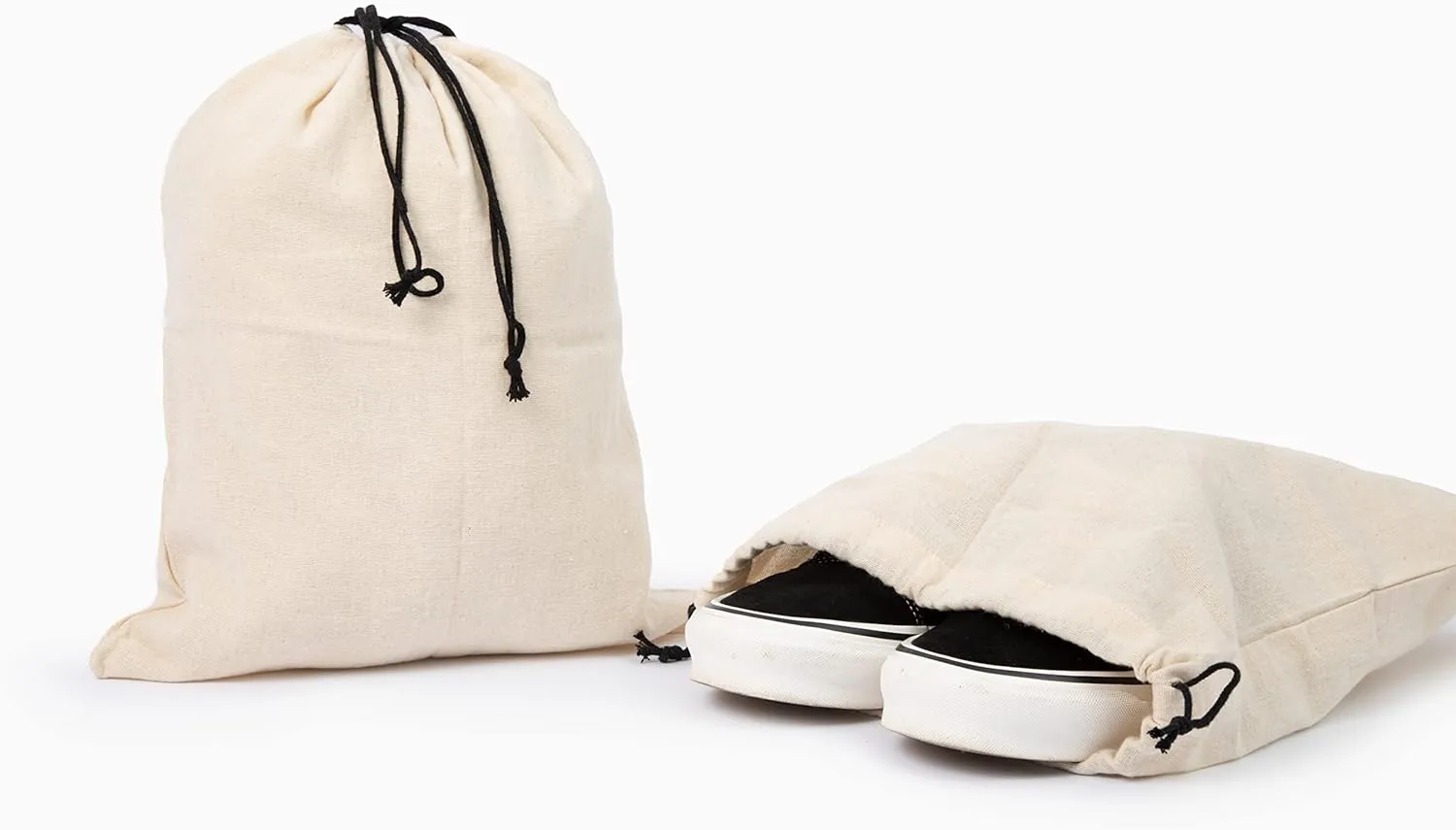 Muslin Cotton Storage Bags with Drawstring - Toy Storage Bags - Shoe Storage Bags for Travel - Cloth Storage Bags for Handbags, Purses, & Sneakers - Dust-proof and Lint-free (3 Small: 15"x12")