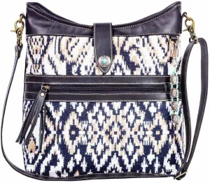 Myra Bag Shoulder Bag for Women - Western Upcycled Canvas & Leather Crossbody Bag Ebony