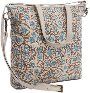 Myra Bag Western Tote Bag for Women - Upcycled Leather and Canvas Shoulder Handbag Ivory