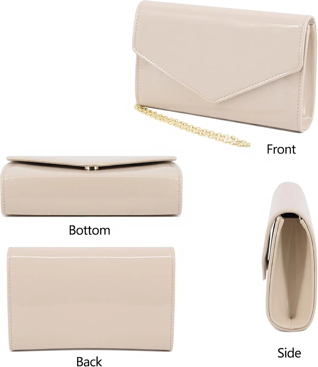 Naimo Patent Leather Glossy Envelope Clutch Flap Evening Bag Foldover Classic Handbag Wedding Party Clutches Purse