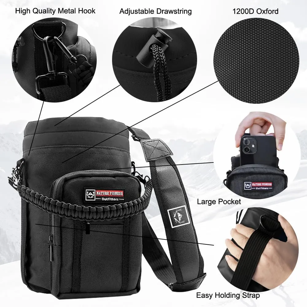 NATURE PIONEOR Insulated Water Bottle Holder with Shoulder Strap for Half/One Gallon 64oz/128OZ Sports Water Jugs Bottles, Carrier/Pouch Sleeve for Outdoor Camping, Hiking,Gym
