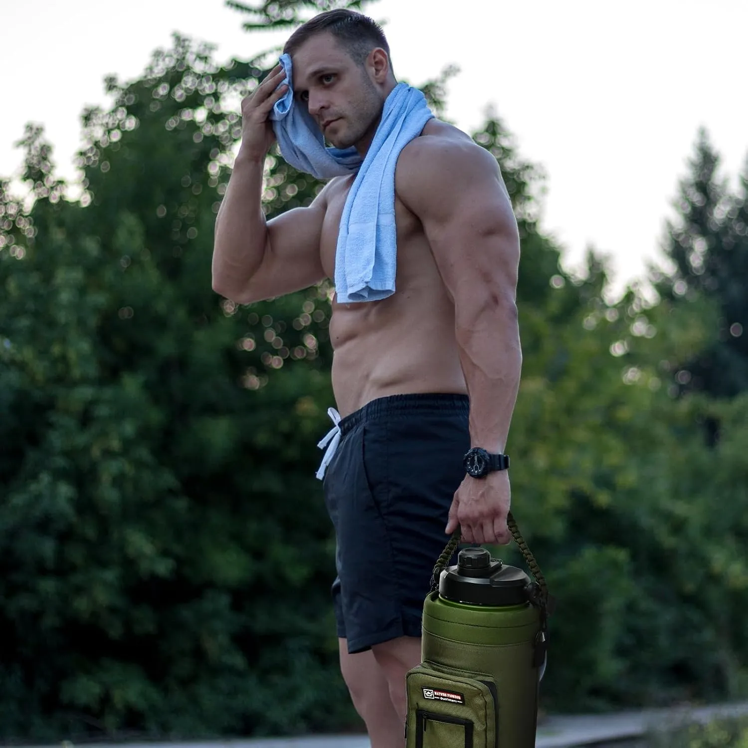 NATURE PIONEOR Insulated Water Bottle Holder with Shoulder Strap for Half/One Gallon 64oz/128OZ Sports Water Jugs Bottles, Carrier/Pouch Sleeve for Outdoor Camping, Hiking,Gym