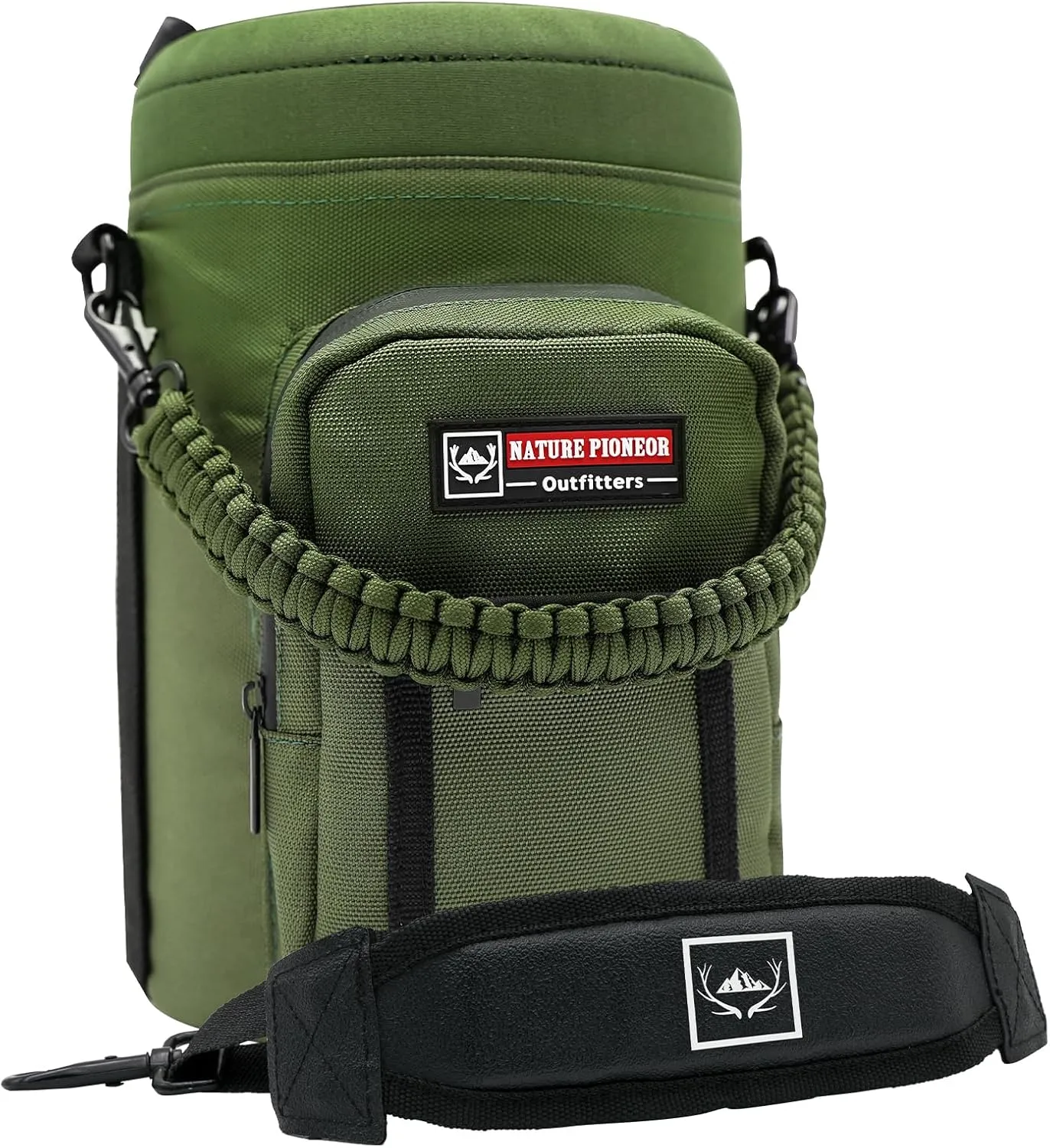 NATURE PIONEOR Insulated Water Bottle Holder with Shoulder Strap for Half/One Gallon 64oz/128OZ Sports Water Jugs Bottles, Carrier/Pouch Sleeve for Outdoor Camping, Hiking,Gym