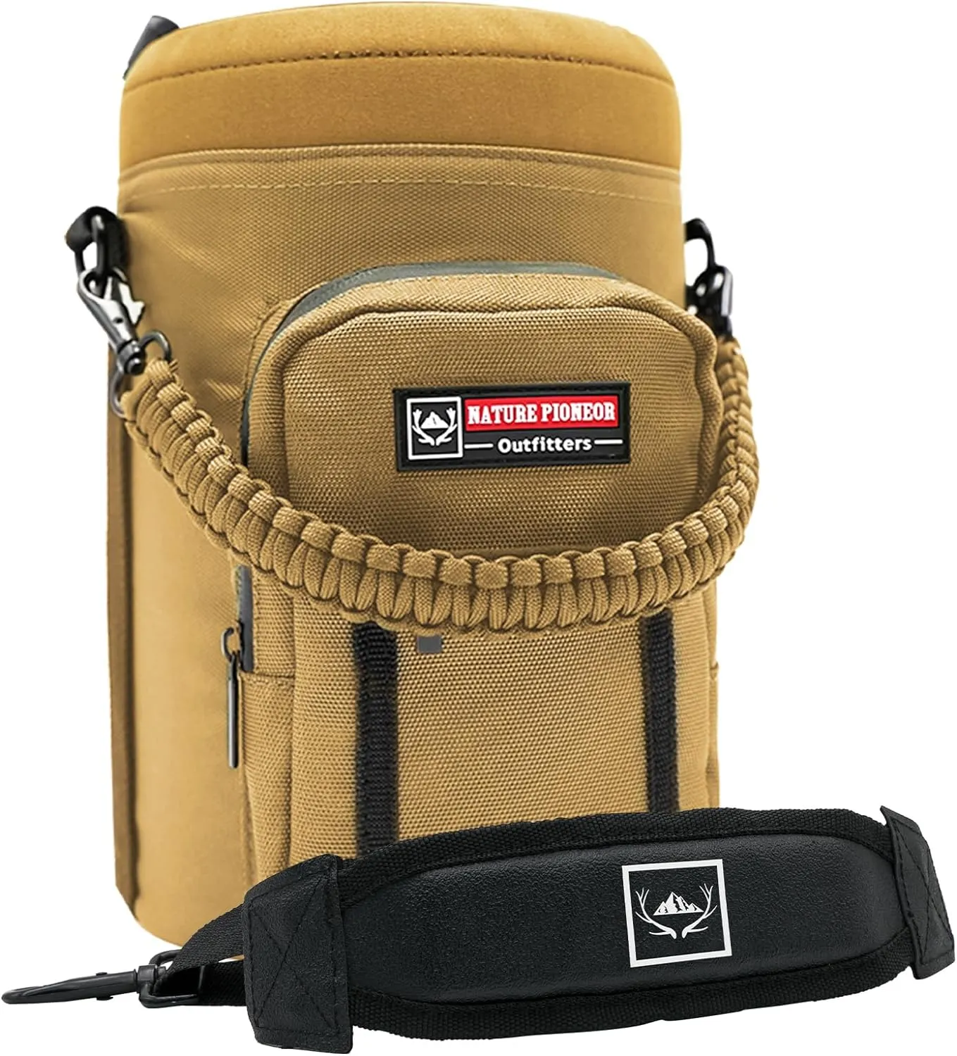 NATURE PIONEOR Insulated Water Bottle Holder with Shoulder Strap for Half/One Gallon 64oz/128OZ Sports Water Jugs Bottles, Carrier/Pouch Sleeve for Outdoor Camping, Hiking,Gym