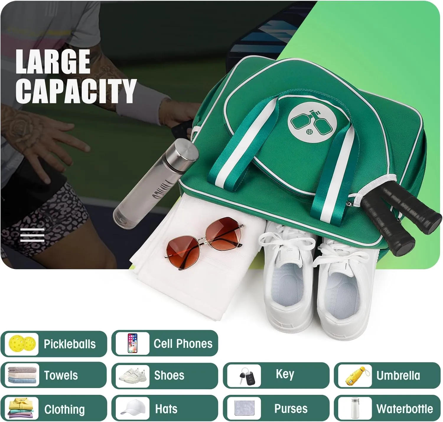 Newluck Pickleball Paddle Bag, Pickleball Tote Bags for Women, Crossbody Sling Pickle Ball Bag for Men