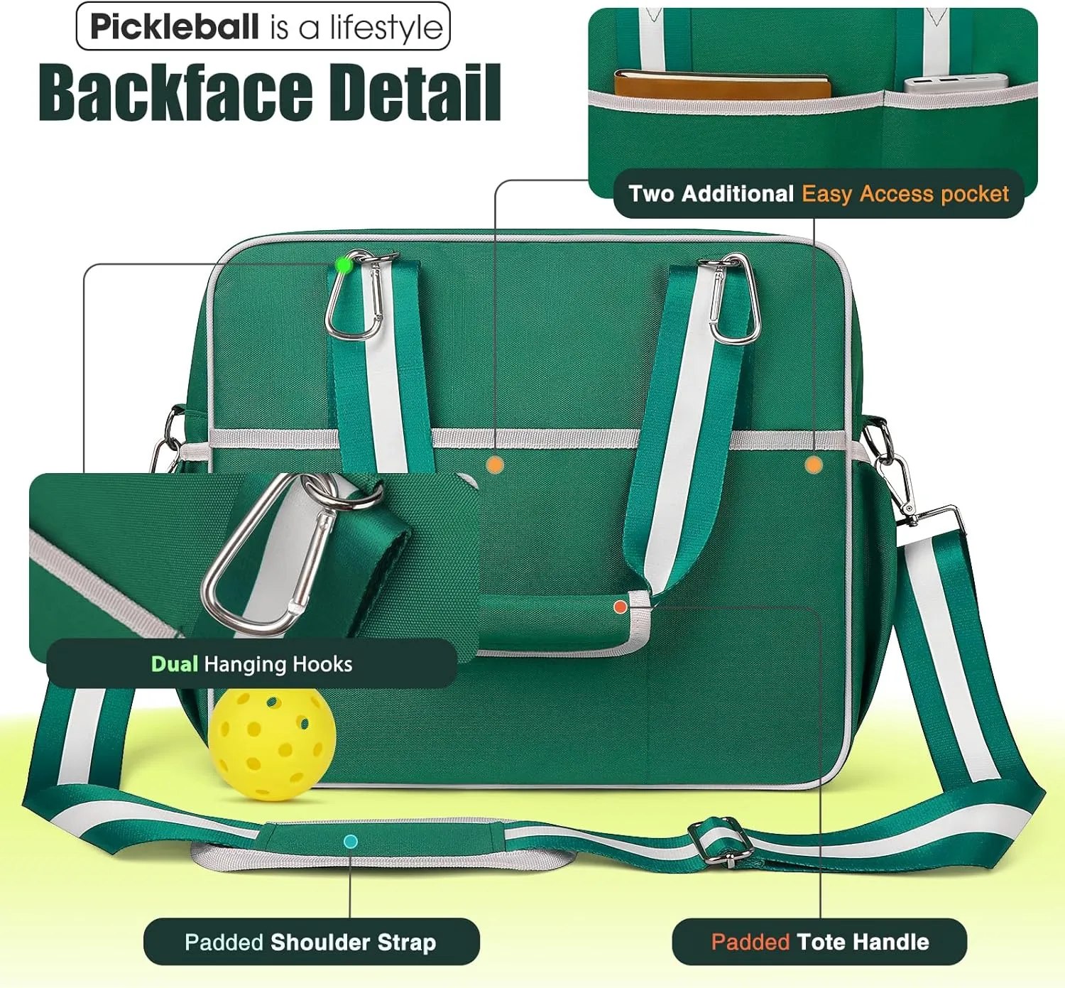 Newluck Pickleball Paddle Bag, Pickleball Tote Bags for Women, Crossbody Sling Pickle Ball Bag for Men