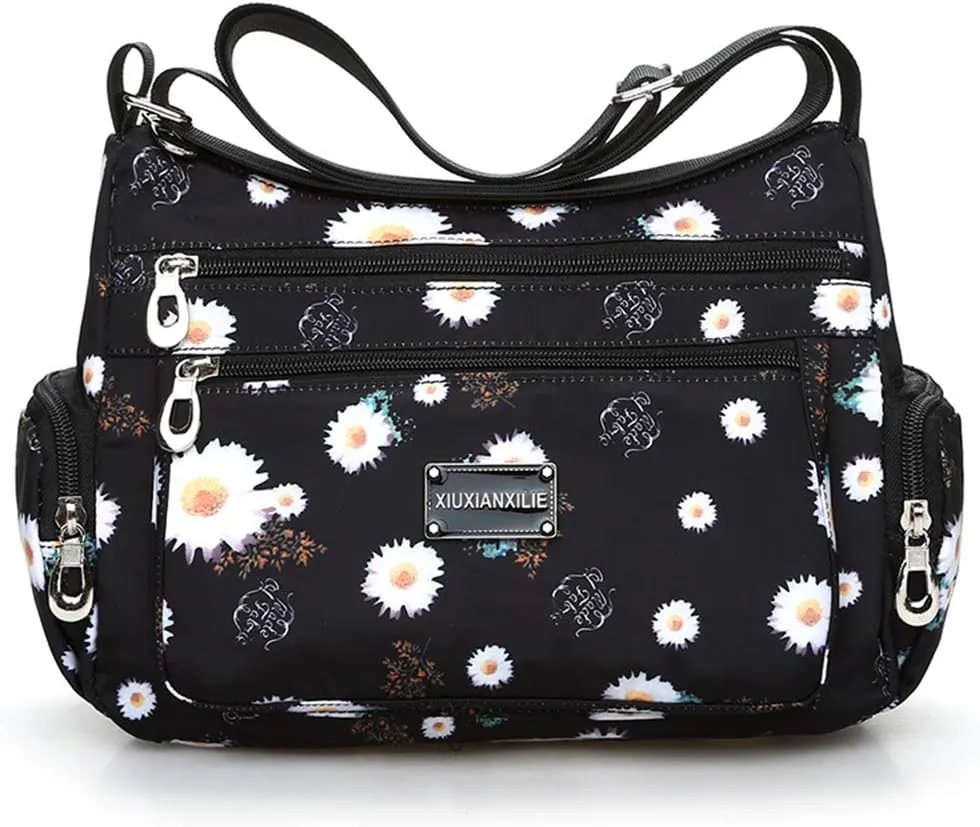 NOTAG Crossbody Bags for Women Nylon Shoulder Bag Floral Multi-Pocket Purses and Handbags