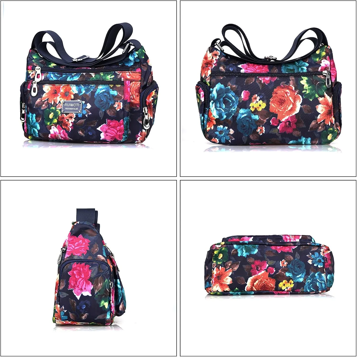 NOTAG Crossbody Bags for Women Nylon Shoulder Bag Floral Multi-Pocket Purses and Handbags