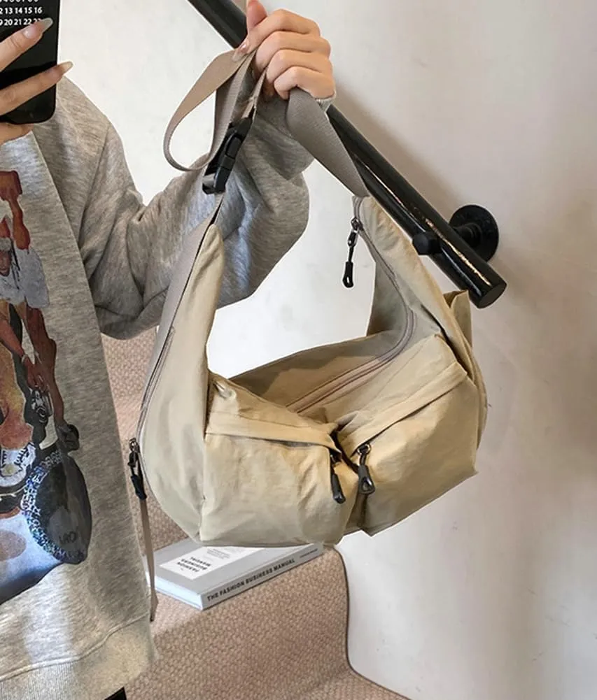 Nylon Crossbody Messenger Bag for Unisex Adult Large Capacity Shoulder Bag Hobo Tote Bag Lightweight Yoga Fitness Bag