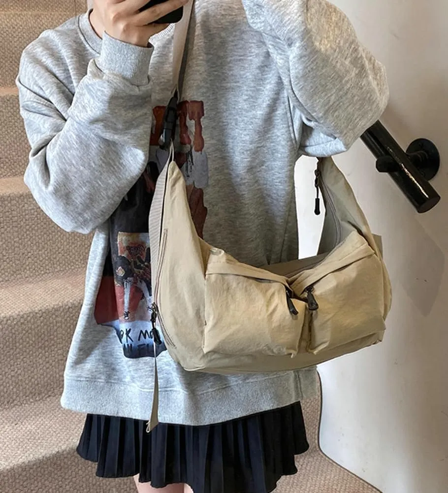 Nylon Crossbody Messenger Bag for Unisex Adult Large Capacity Shoulder Bag Hobo Tote Bag Lightweight Yoga Fitness Bag