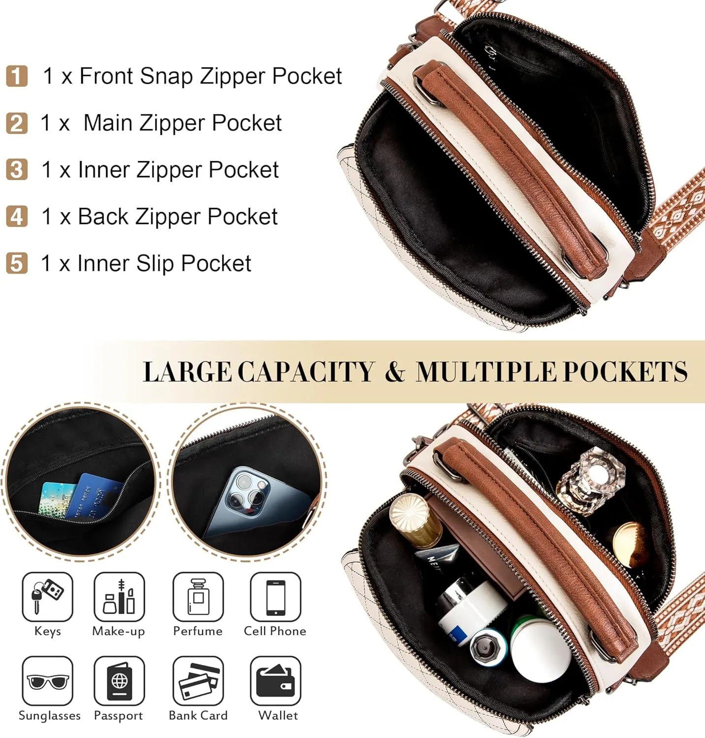 OPAGE Small Crossbody Bags for Women Trendy, Soft PU Leather Womens Crossbody Purse Shoulder Handbags
